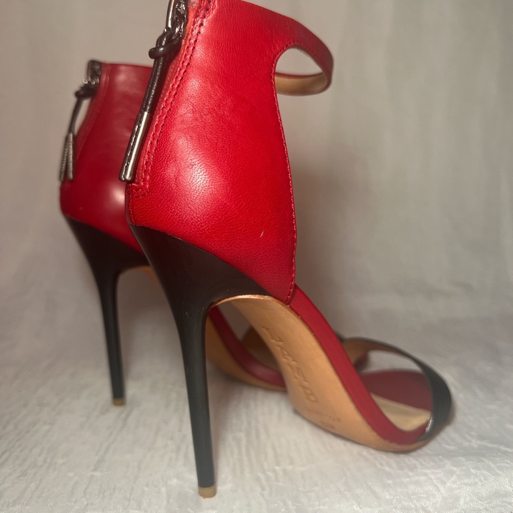 L.A.M.B. black and red leather high heels